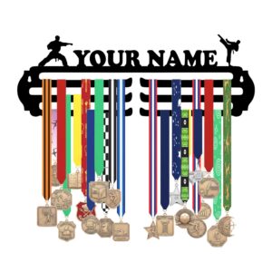 Personalized Premium Medal Hanger for Wall | Holds Up to 70-120 Medals | Black Glossy Finish | MDF Wood Medal Holder for Wall | Medal Display | Sports Lovers (Wrestling Design)