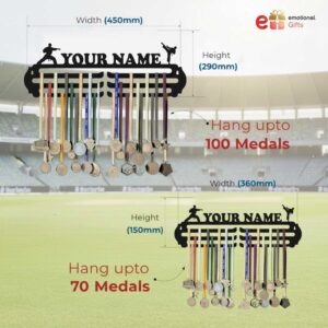 Personalized Premium Medal Hanger for Wall | Holds Up to 70-120 Medals | Black Glossy Finish | MDF Wood Medal Holder for Wall | Medal Display | Sports Lovers (Wrestling Design)