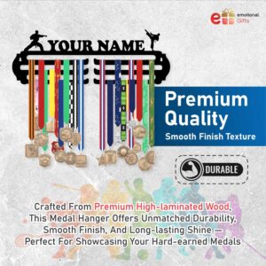 Personalized Premium Medal Hanger for Wall | Holds Up to 70-120 Medals | Black Glossy Finish | MDF Wood Medal Holder for Wall | Medal Display | Sports Lovers (Wrestling Design)