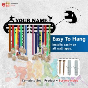 Personalized Premium Medal Hanger for Wall | Holds Up to 70-120 Medals | Black Glossy Finish | MDF Wood Medal Holder for Wall | Medal Display | Sports Lovers (Wrestling Design)