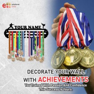Personalized Premium Medal Hanger for Wall | Holds Up to 70-120 Medals | Black Glossy Finish | MDF Wood Medal Holder for Wall | Medal Display | Sports Lovers (Wrestling Design)