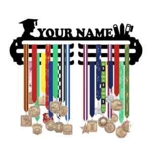 Personalized Premium Medal Hanger for Wall | Holds Up to 70 - 120 Medals | Black Glossy Finish | MDF Wood Medal Holder for Wall | Medal Display | Sports Lovers (Academic Design)