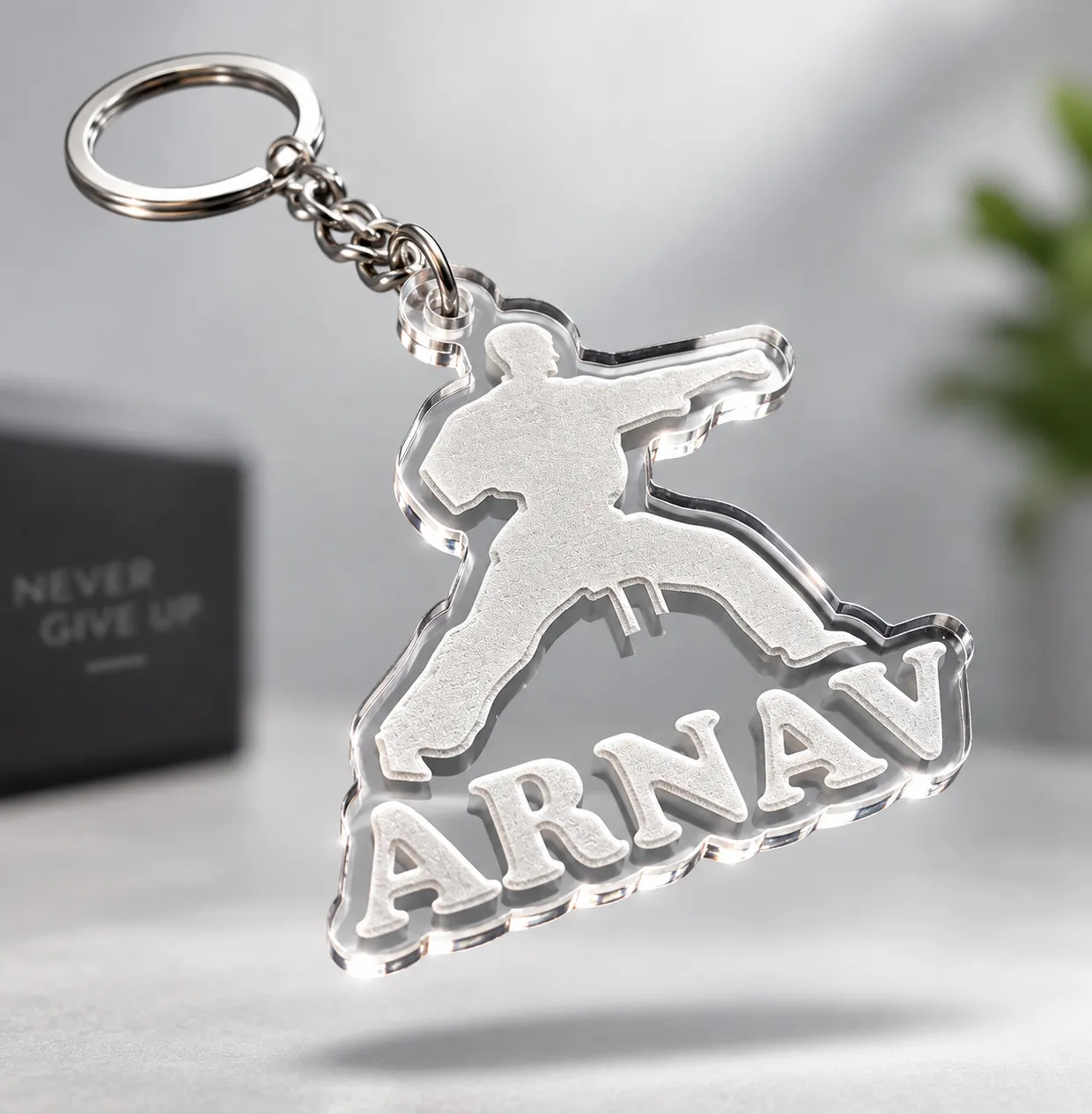 Personalized karate Keychain with Name | Custom Keyring Gift for Men, Women & Kids